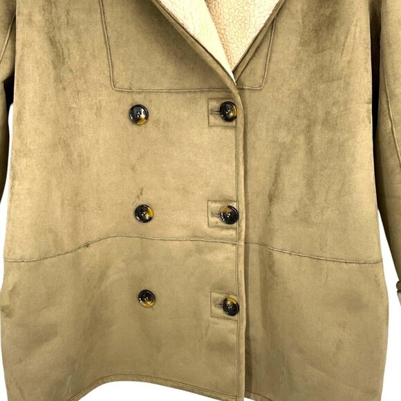 NWT Tuckernuck French Gray Suede Thayer Coat Size M Faux Sherpa Collar - Picture 5 of 11